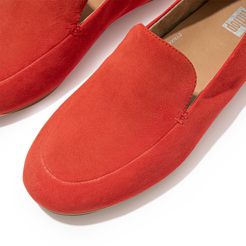 Fitflop Womens Loafers - Lena Suede - Coral Pink - 690-MCFZWQ